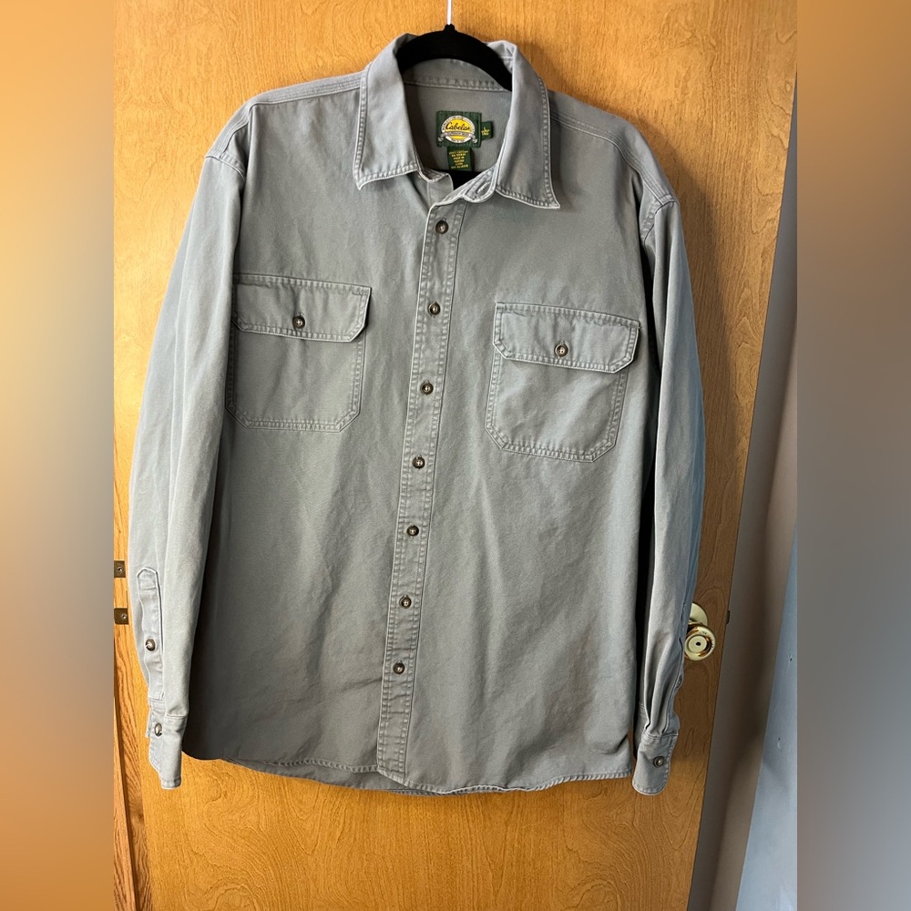 Cabela's Men’s Olive Green Shacket Size Large Tall L/S EUC W/ Chest Pockets
